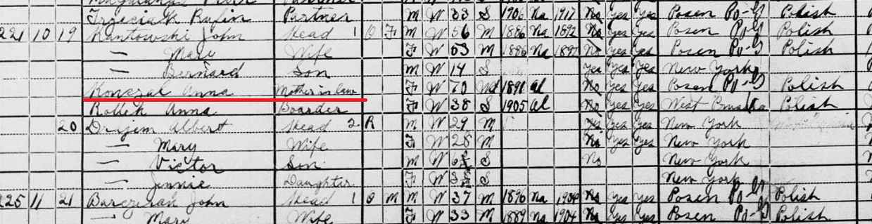 1920 Census Kantowski family