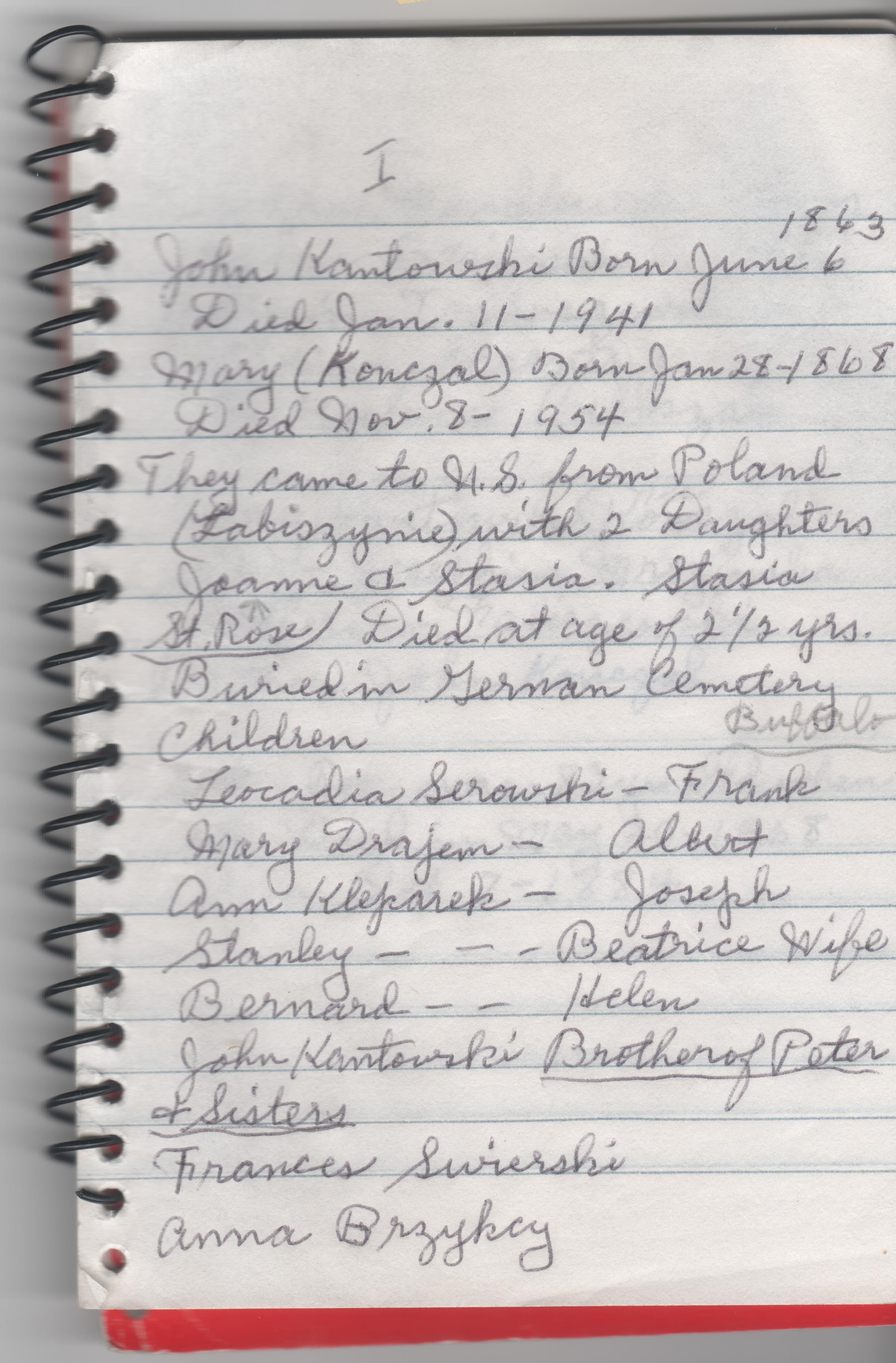 Grandma Barth notebook p 1