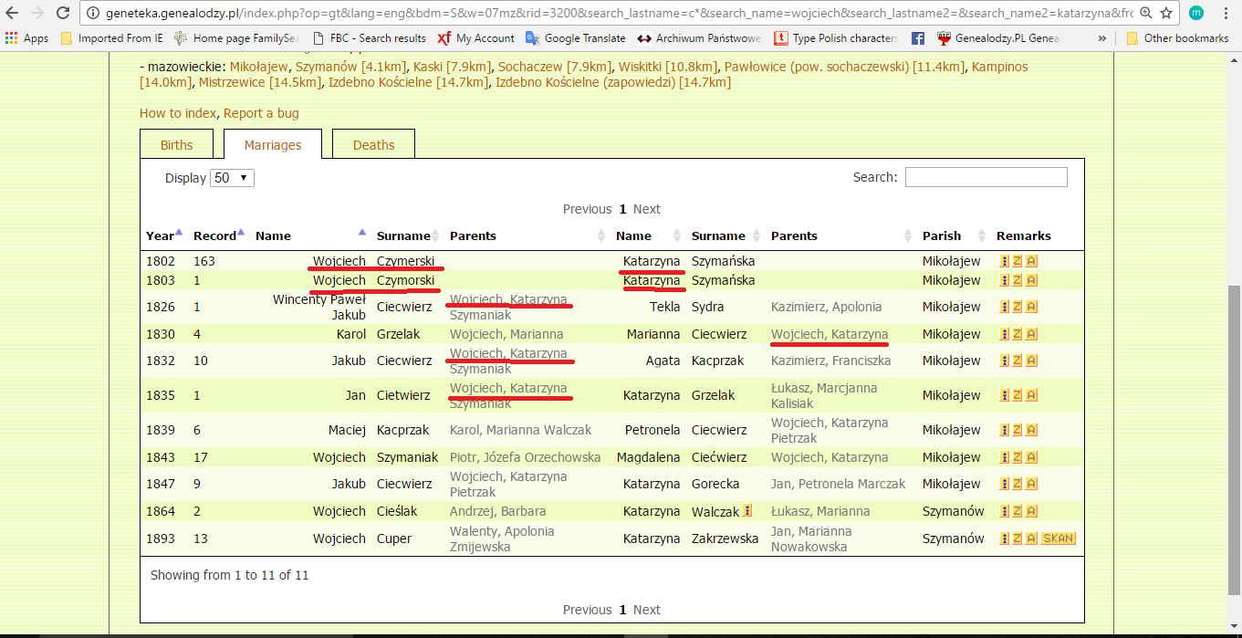 Marriages search as a pair