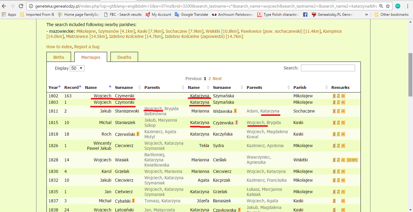 marriages search not as a pair