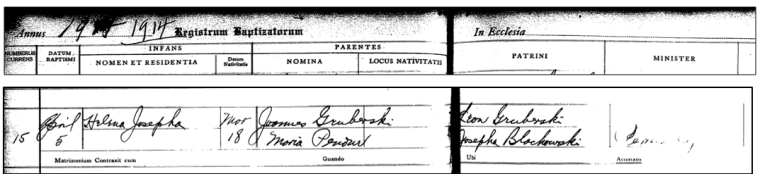 Helena Gruberska baptism 1914