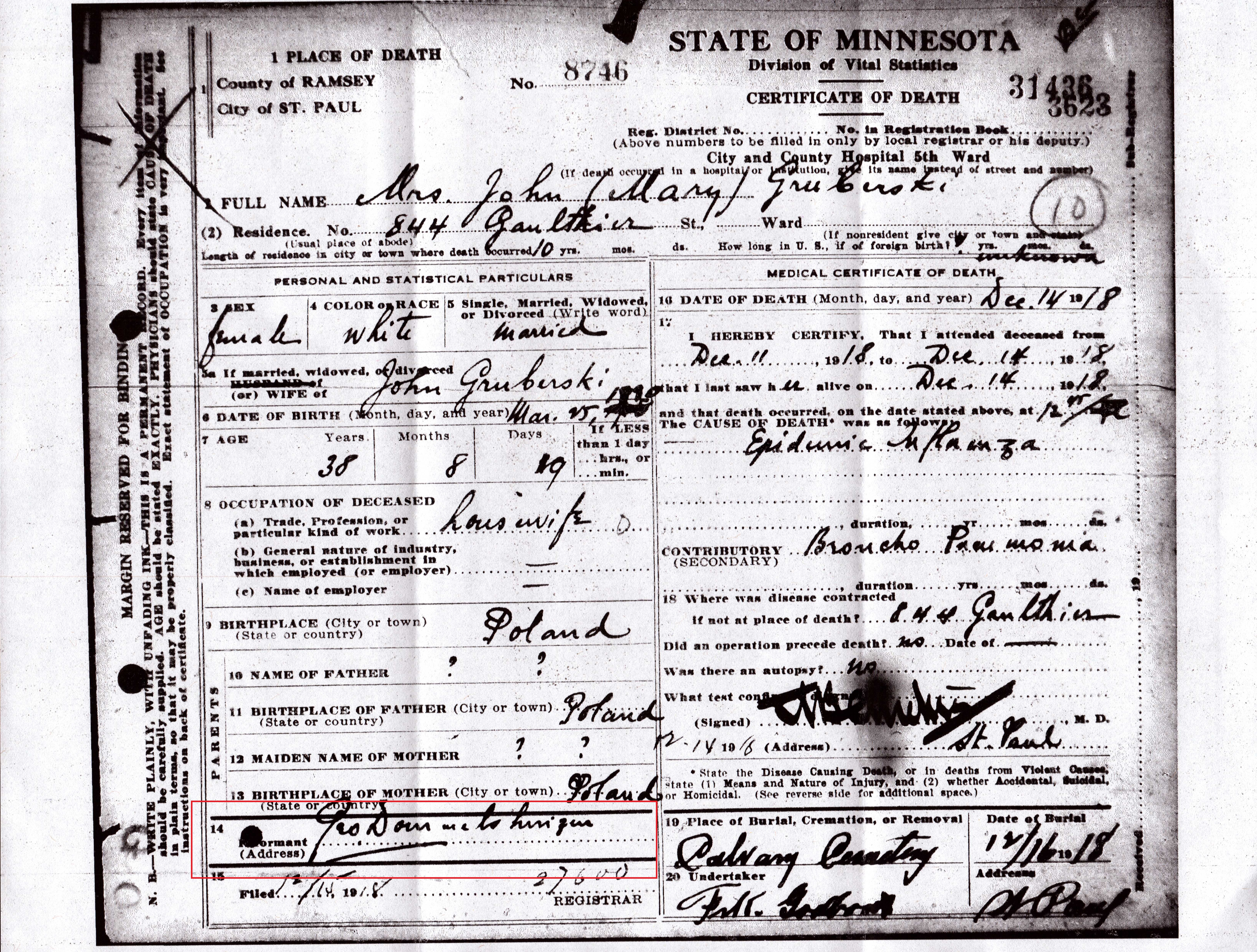 Mary Gruberski death 1918.jpg