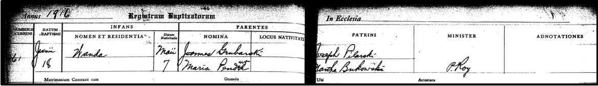 Wanda Gruberska baptism 1916
