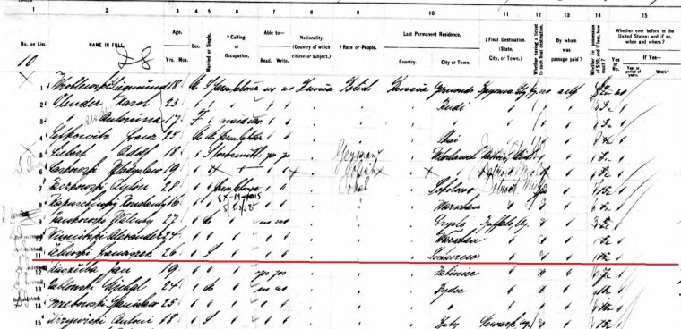 Frank Zielinski marked manifest left crop