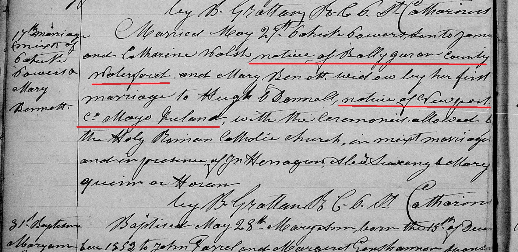 Irish marriage record