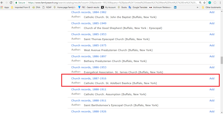 Church records St. Adelbert