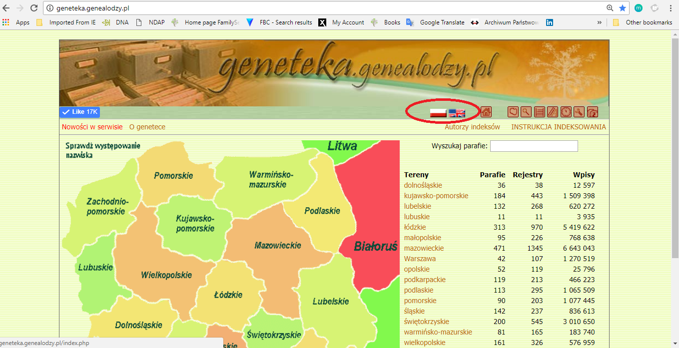 Geneteka main page