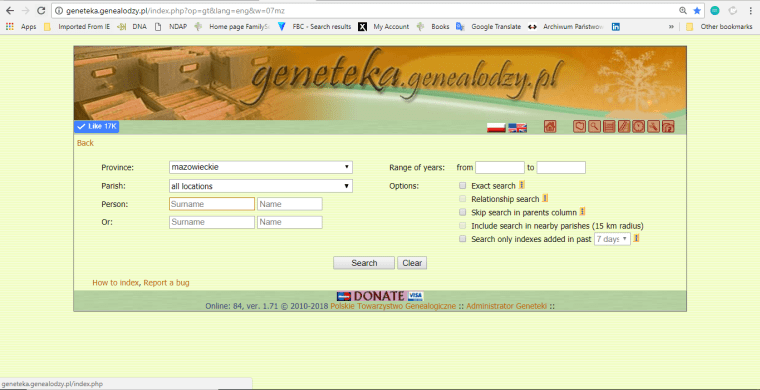 Mazowiecki search screen