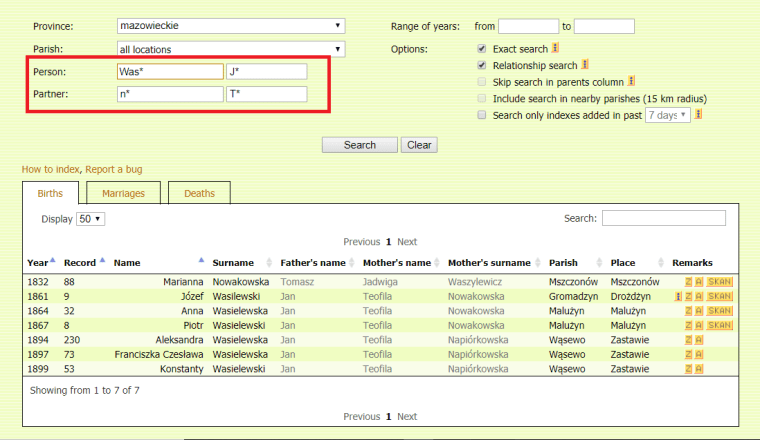 Searching by initials