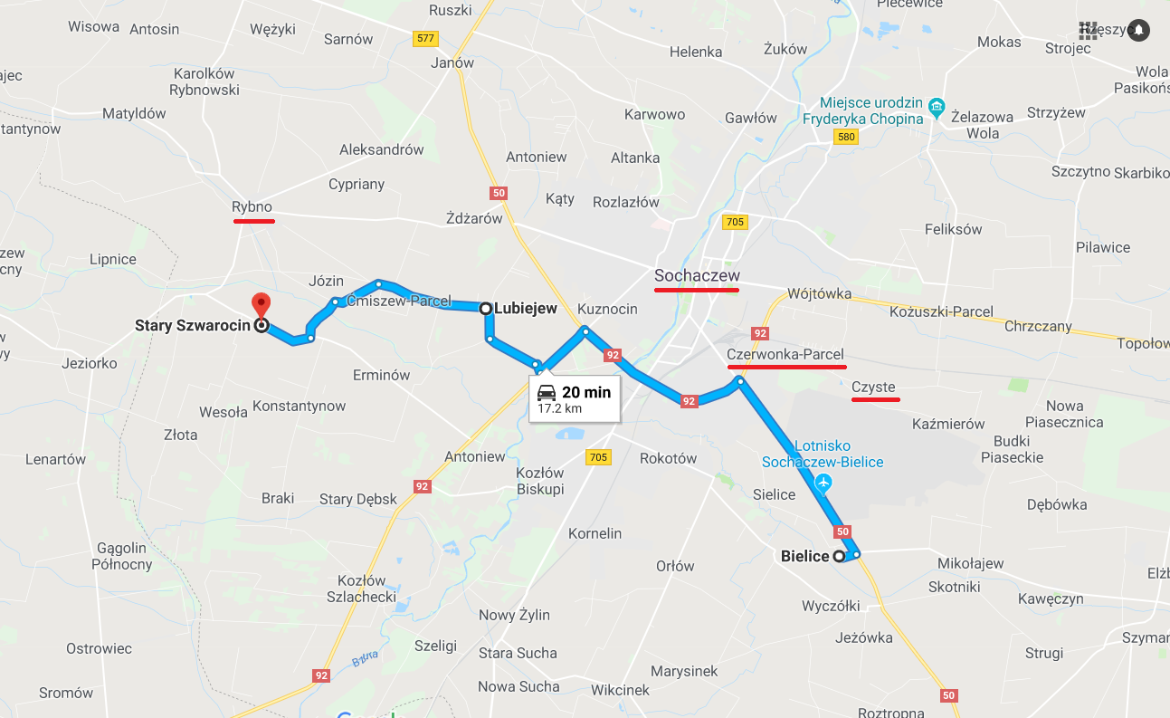 Map of Krzeminski villages