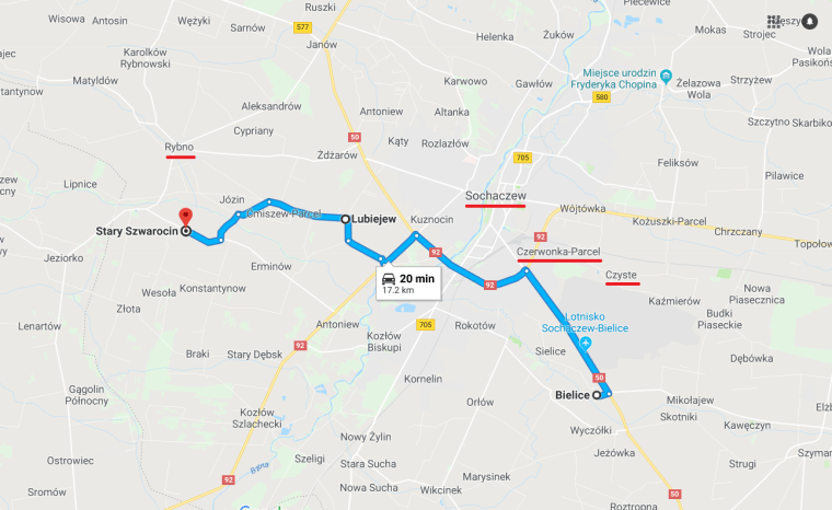 Map of Krzeminski villages