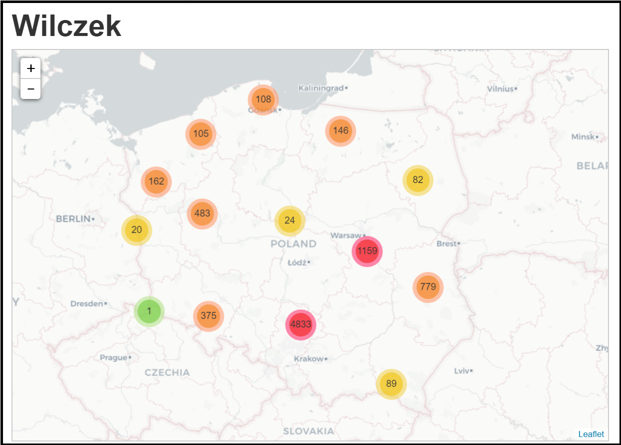 Wilczek surname distribution