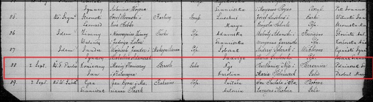 Jan Konieczny marriage 1889
