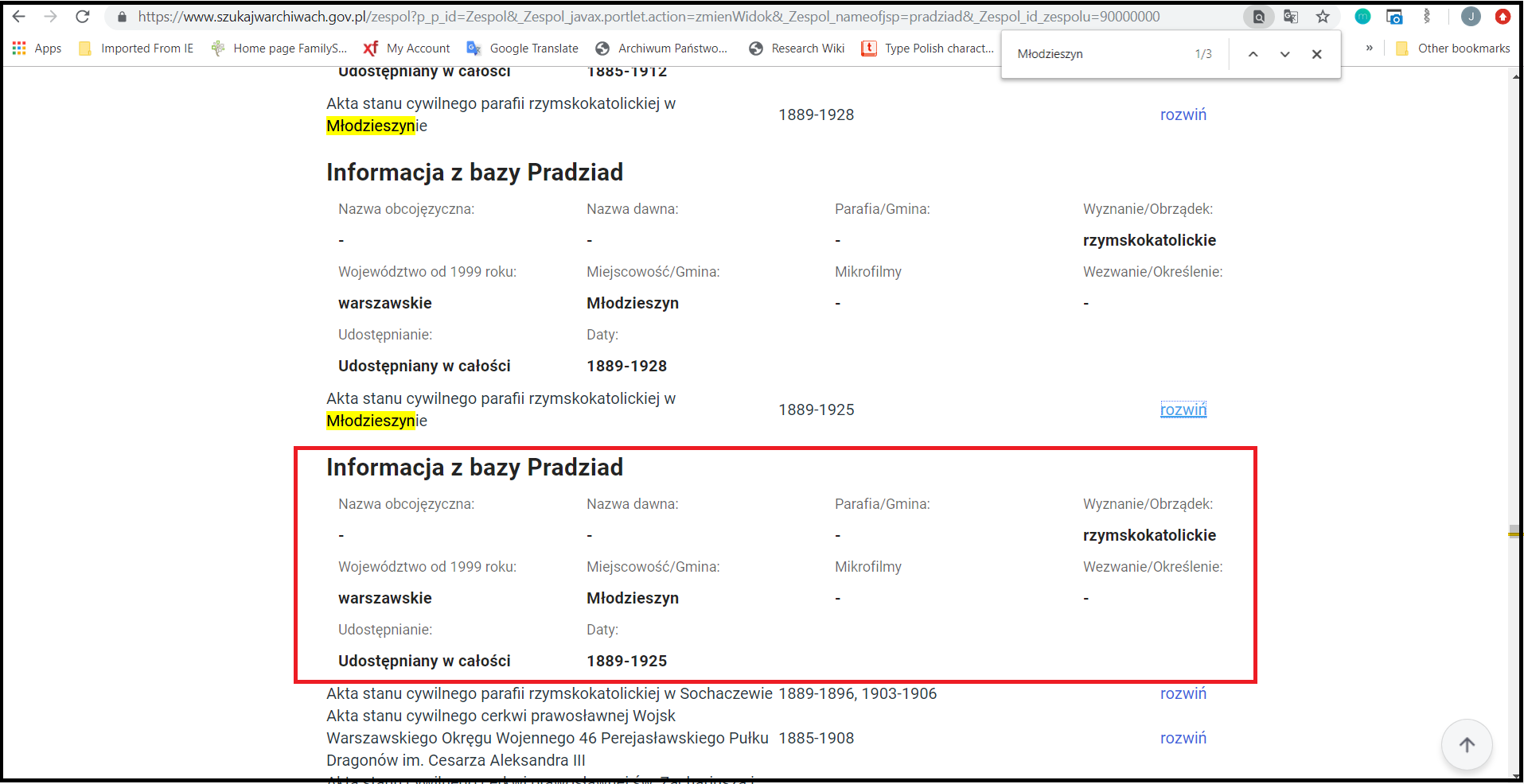 More data on Młodzieszyn