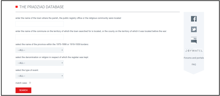 PRADZIAD search screen