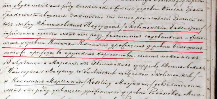 Tadeusz Skolimowski marriage extract marked