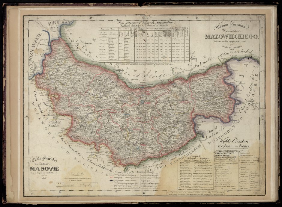 Mappa jeneralna Województwa Mazowieckiego ułożona według naylepszych zrodeł przez Juliusza Colberg [General map of the Mazowiecki Voivodeship arranged according to the best sources by Juliusz Colberg], 1826.
